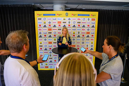 Sofia Jakobsson is interviewed by the media
