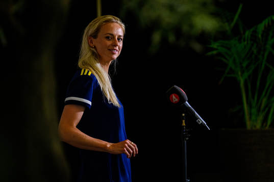 Amanda Ilestedt is interviewed by the media