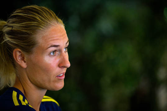Emma Kullberg is interviewed by the media