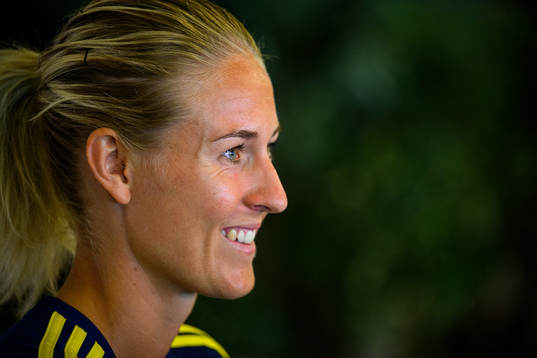 Emma Kullberg is interviewed by the media