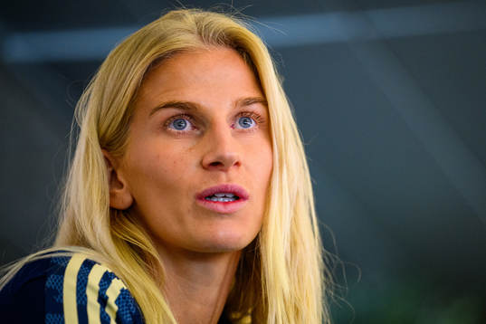 Sofia Jakobsson is interviewed by the media