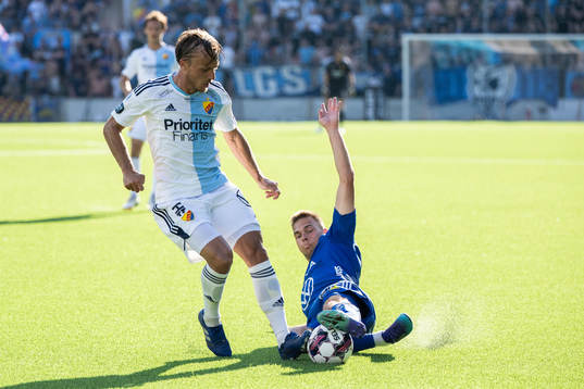 Djurgårdens Pierre Bengtsson och Sundsvalls Anton Eriksson