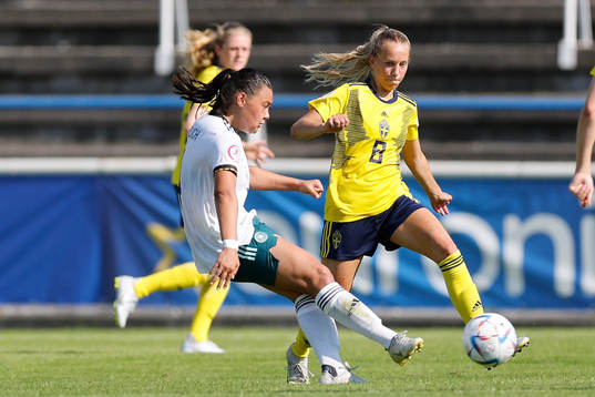 Sara Eriksson of Sweden in action against Clara Fröhlich