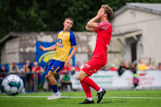 Ole Didrik Blomberg of Brann looks dejected