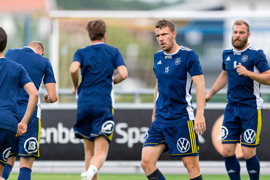 Ängelholms Johan Oremo före fotbollsmatchen i Ettan