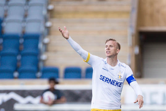 IFK Göteborgs Oscar Wendt reagerar