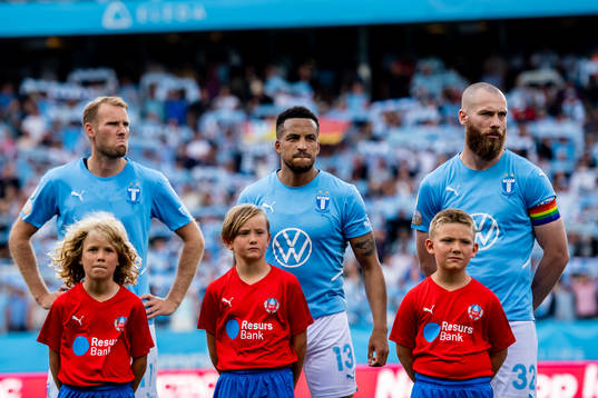 Malmö FFs Ola Toivonen, Martin Olsson  och Jo Inge Berget