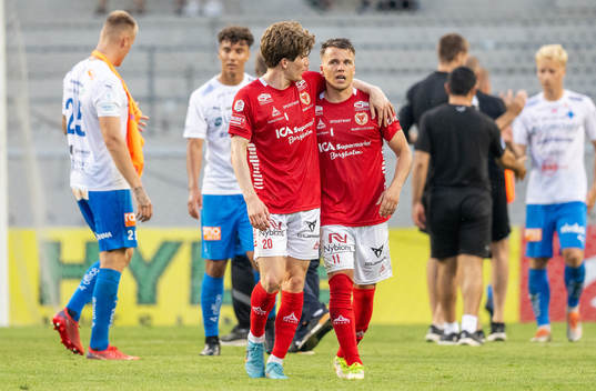 Kalmars Oliver Berg och Simon Skrabb jublar