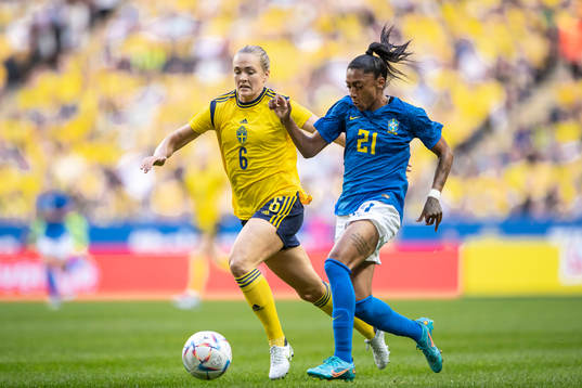 Magdalena Eriksson of Sweden and Kerolin of Brazil