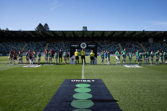Örgryte och Jönköpings spelare innan avspark