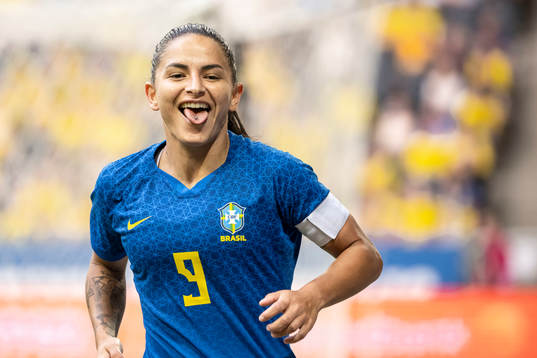 Debinha of Brazil celebrates
