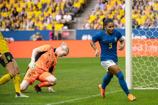 Goalkeeper Hedvig Lindahl of Sweden looks dejected while