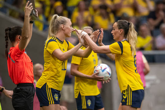Stina Blackstenius and Kosovare Asllani of Sweden