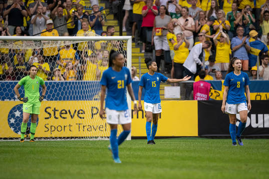 Players of Brazil looks dejected