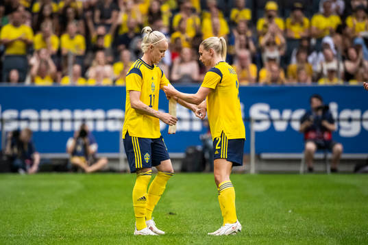Caroline Seger of Sweden and Jonna Andersson of Sweden