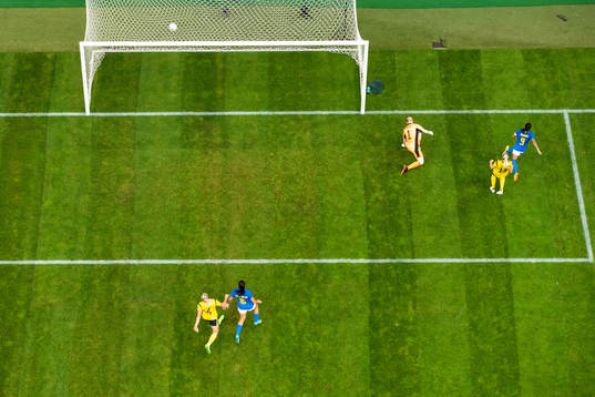 Debinha of Brazil shoots 0-1 behind goalkeeper Hedvig