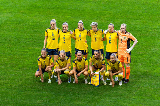 The starting eleven of Sweden pose for a photo