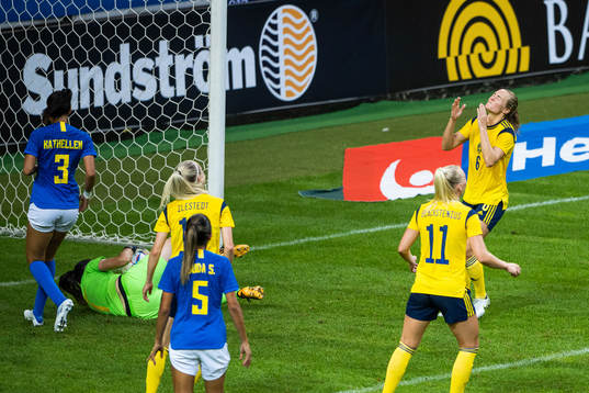 Magdalena Eriksson of Sweden looks dejected