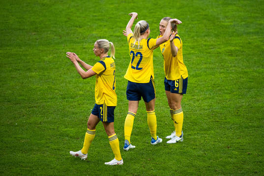 Jonna Andersson, Olivia Schough and Magdalena Eriksson of