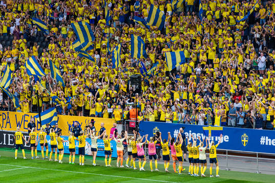 Players of Sweden celebrate
