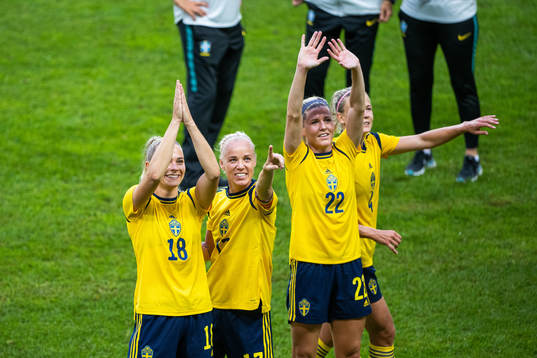 Fridolina Rolfö, Caroline Seger and Olivia Schough of