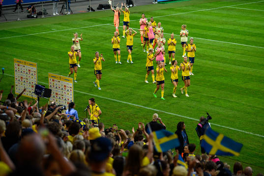 Players of Sweden celebrate