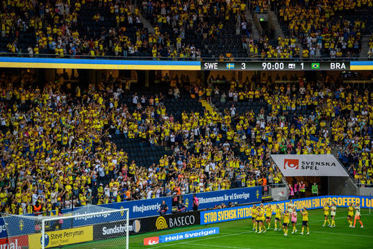 Players of Sweden celebrate