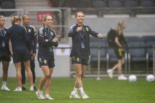 Linda Sembrant and goalkeeper Jennifer Falk of Sweden