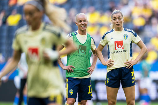 Caroline Seger and Linda Sembrant of Sweden