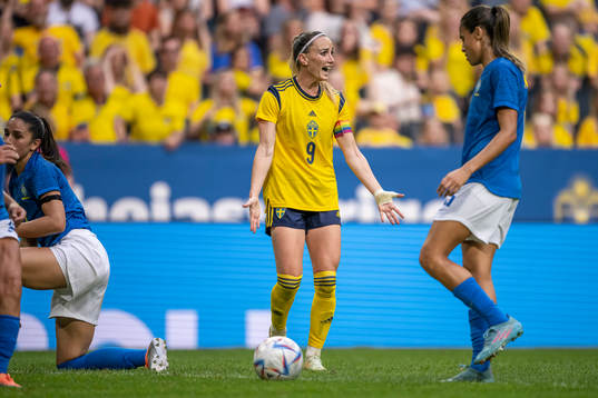 Kosovare Asllani of Sweden reacts
