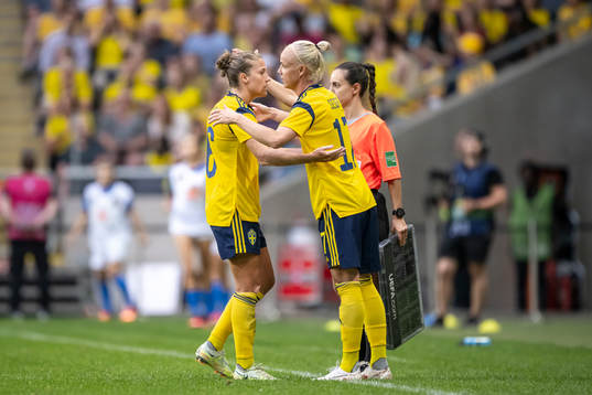 Filippa Angeldahl and Caroline Seger of Sweden