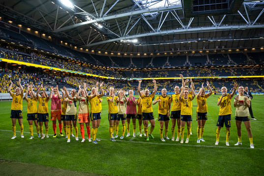 Players of Sweden celebrate