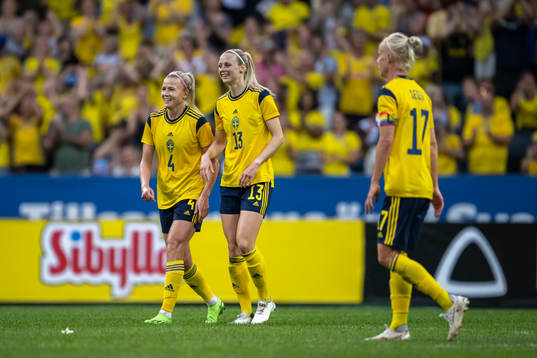Hanna Glas, Amanda Ilestedt and Caroline Seger of Sweden