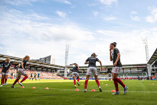 Players of Denmark at warm up