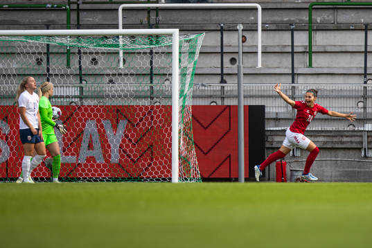 Signe Bruun of Denmark celebrates the 1-0 goal