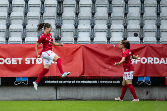 Signe Bruun of Denmark celebrates the 1-0 goal