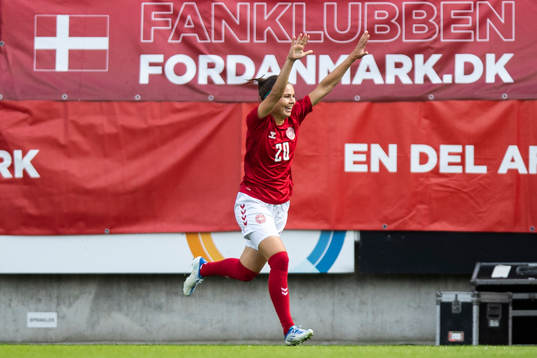 Signe Bruun of Denmark celebrates the 1-0 goal