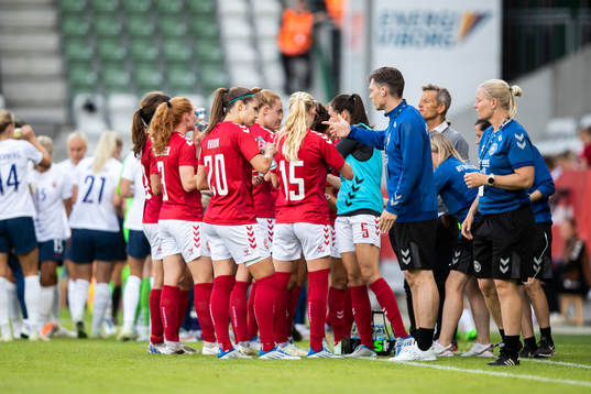 Players of Denmark at a cooling brake