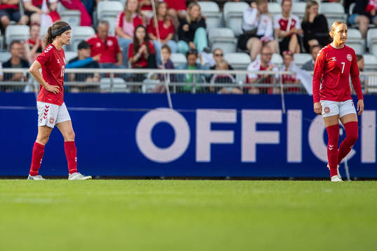 Sofie Junge and Sanne Trolsegaard of Denmark looks dejected