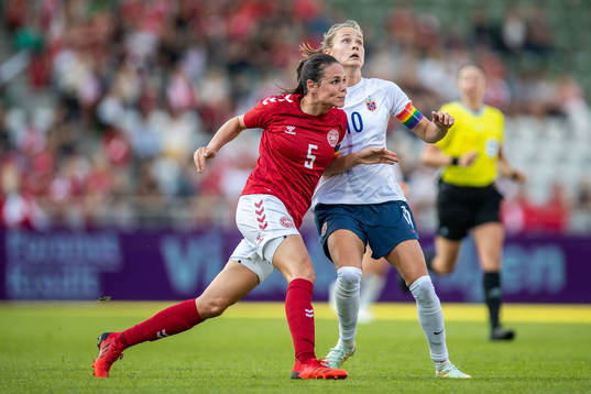 Simone Boye of Denmark and Caroline Graham Hansen of Norway