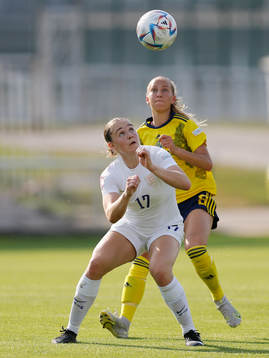 Sara Eriksson of Sweden in action against Lucia Kendal of