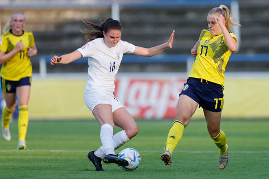 Lisa Björk of Sweden in action against Caitlin Smith of