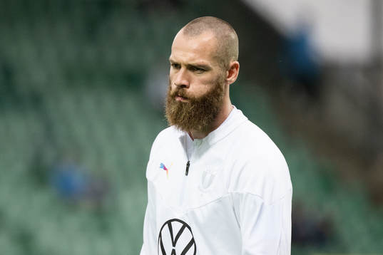 Malmö FFs Jo Inge Berget innan fotbollsmatchen i