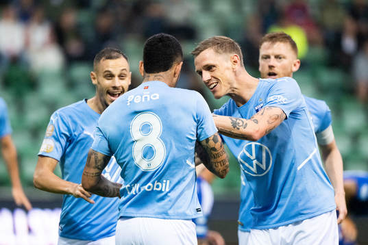 Malmö FFs Sergio Pena och Sören Rieks jublar