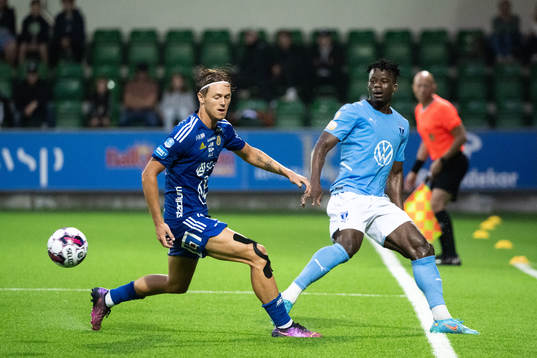Sundsvalls Ludvig Nåvik och Malmö FFs Malik Abubakari