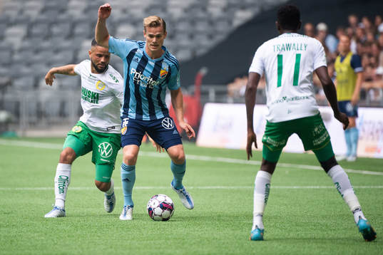 Hammarbys Mohanad Jeahze, Bubacarr Trawally och