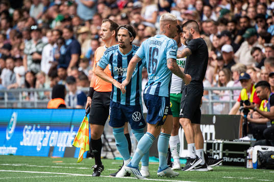 Djurgårdens Victor Edvardsen och Gustav Wikheim