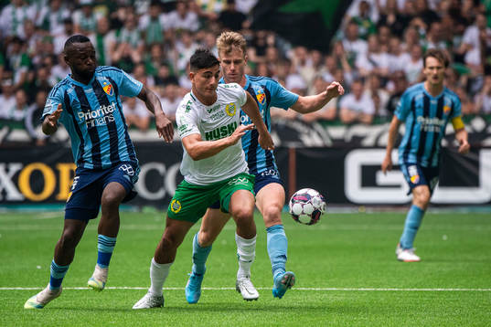 Djurgårdens Emmanuel Justine Rabby Banda och Hammarbys