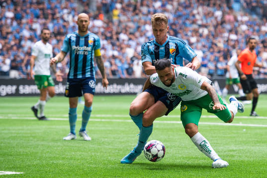 Djurgårdens Rasmus Schüller och Hammarbys Mohanad Jeahze