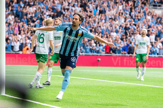 Djurgårdens Gustav Wikheim jublar
